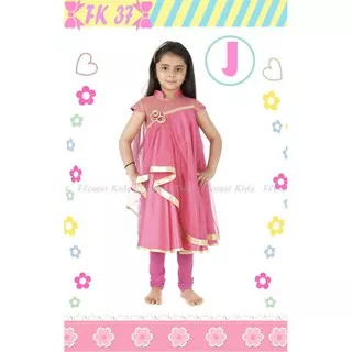 KOSTUM INDIA JODHA PINK GOLD BIG SIZE Baju Pesta Anak Princess Import Dress Celana Panjang Legging