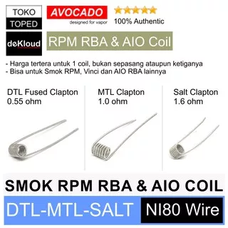 Coil For Smok RPM RBA - Vinci X - Artery Nugget - AIO Pod - Authentic Avocado MTL DTL Salt NI80