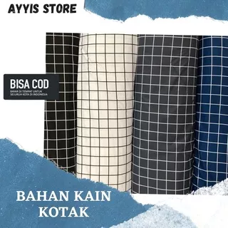 Bahan kain katun disperse lokal motif kotak 4 cm dan polos arahan sprei/hordeng/piyama/gamis/mukenah