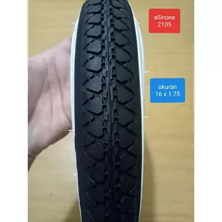 Ban luar sepeda 16 x 1.75 LUCKY STONE sepeda lipat mini list putih hitam