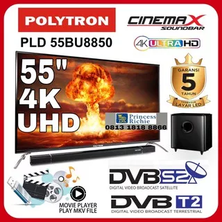 UHD 4k Led tv Polytron PLD 55BU8850 55 inch sound bar