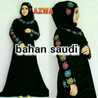 Abaya azwa/abaya saudi/jet black/gamis arab