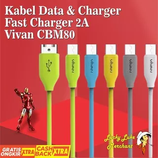 Kabel Data dan Charging Micro USB Vivan CBM80 Fast Quick Charger 2A microusb data cable