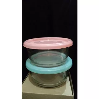 Mangkok Kaca Tutup Plastik/Mangkok souvenir Diameter 14.5 cm