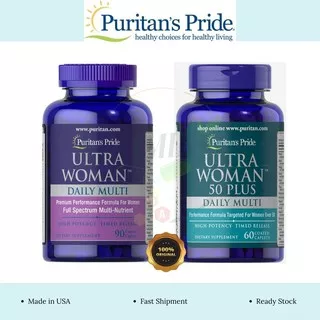 Puritan Pride VItamin Suplemen Ultra Woman™ 50 Plus dan Daily Multi Timed Release 90