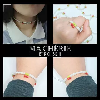 (Ma Cherie) Beads Manik Gelang Elastis | Cincin | Mask Strap/Kalung Masker | Choker Ala Kpop