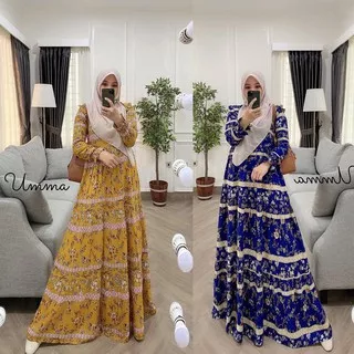Gamis Maxi Dress Cantik - Kayla - LD 110 Panjang 140 CM - Bahan Katun HQ - Siap Acara Pesta Muslim
