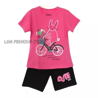 LGM Setelan Baju Kaos Anak Cewek Kelinci Sepeda 1-10 Tahun |1-6TH 35RB |7-10 40RB