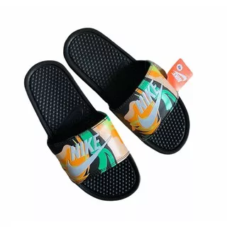 SENDAL PRIA WANITA SLIP SANDALS SLOP KASUAL NIKE BENASSI FLATSHOES SELOP ON MAN WOMEN MOTIF KEREN