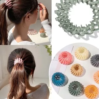 COD [BBS] - Termurah Korean New Fashion Hairclip Women Bun Velvet Clip Hair Ponytail Buckle Hair Clip Claw Bird Nest Expandable Hair Accessories