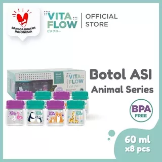 VITAFLOW Botol ASI 3in1 PP 60ml 1 Paket 8 pcs - Animal Series