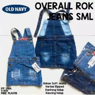OVERALL JEANS RIPPED SML (4-32 bln) / OVERALL ANAK PEREMPUAN / DRESS JEANS ANAK / DRESS ANAK DENIM
