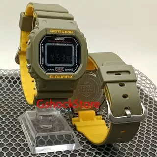 (Y993< Jam tangan Pria G-shock Casio dw 5600  strap 2 warna kuning hijau hitam merah free box dan ba