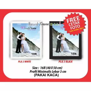 (FREE CETAK) 16R Frame Foto - Pigura Photo - Bingkai Minimalis PLJL 3 40x50 Pakai Kaca