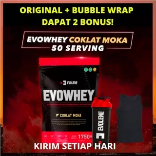 EVOWHEY EVOLENE 50 SERVING SUPLEMEN EVO WHEY PROTEIN HALAL BPOM 1,9 KG COKLAT MOKA HAZELNUT EVOLIN EVOLEN SUSU GYM FITNES FITNESS