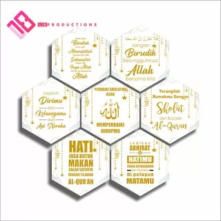 L18 Production Hiasan Dinding  Pajangan Wall Decor Hexagonal Mutiara Islam White Gold Dekorasi Shabby Chic