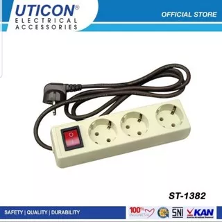 UTICON ST1382 STOPKONTAK LOBANG 3 PLUS + KABEL 1,5M 1,5 M Meter ST 1382 STOP KONTAK Lb3 Lb lubang 3