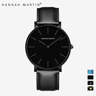 HANNAH MARTIN Jam Tangan Pria 100% Original Keren Sangat tipis Quartz COWOK Couple Kulit Anti Air Men Watch COD Laki Arloji Men Watch murah CH03+