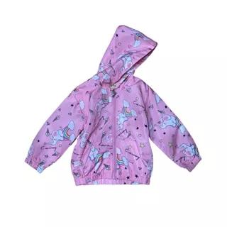 Jacket Windbreaker Anak Perempuan motif ELEPHANT RAINBOW PINK - MOEJOE