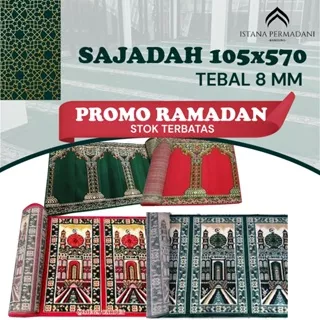 Karpet Sajadah Roll Medeena Motif Masjid Ukuran 105 X 570 CM | Tebal Premium Rol