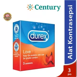 Kondom Durex Love Easy On Condoms With Lube 3s / Alat Kontrasepsi / KB / Kontrasepsi Pria