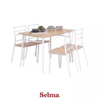 Selma Harris Set Meja Makan 4 Kursi - Putih Dining Table Set Meja Kursi Ruang Makan Aesthetic Furniture Dining Room