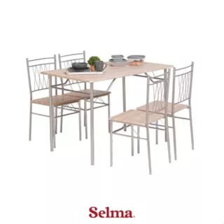 Selma Harold Set Meja Makan 4 Kursi - Silver Dining Table Set Meja Kursi Ruang Makan Aesthetic Furniture Dining Room