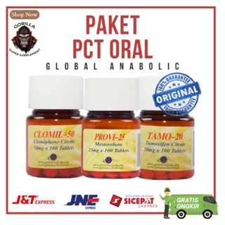 Paket pct oral komplit Tamoxifen (nolvadex) clomid dan proviron global anabolic anti estrogen anti gyno testosterone booster alami