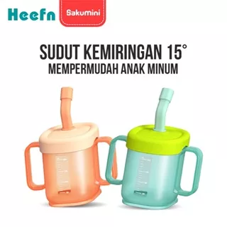 Heefn X Sakumini Curve Straw Cup Training Gelas Botol Minum Sedotan Anak
