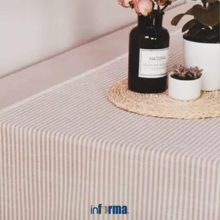 Informa Taplak Meja Yarn Dyed 140X200 cm - Krem Tablecloth Aesthetic Alas Meja Serbaguna Dekorasi Ruang Makan Ruang Tamu Home Decoration
