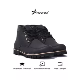 Moofeat Edward Ring - Sepatu Pria Casual Boot Kulit Original Black