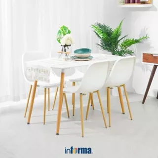 Informa Maeve Set Meja Makan 4 Kursi - Putih Dining Table Set Meja Kursi Ruang Makan Aesthetic Furniture Dining Room
