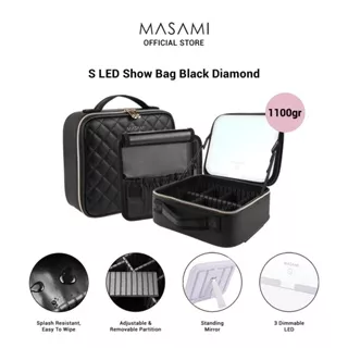 Masami S LED Mini Show Bag Black Diamond Baby Pink Diamond 26x23x10cm Makeup Bag Taupe Emerald Baby Blue Diamond MUA Tas Make Up / Tas Kosmetik Tas Makeup MUA