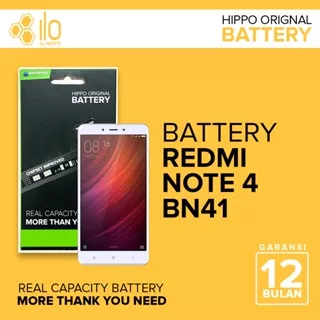 Hippo Baterai Baterry 100% ORI Baterai Xiaomi Redmi Note 4 BN41 4100MAH Original Batere Premium Batu Batre Batrai Handphone Garansi Resmi