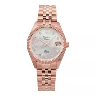 Jam Tangan Pria Alexandre Christie Passion AC 5013 MD BRGMD Men Mother Of Pearl Dial Rose Gold Stainless Steel Strap