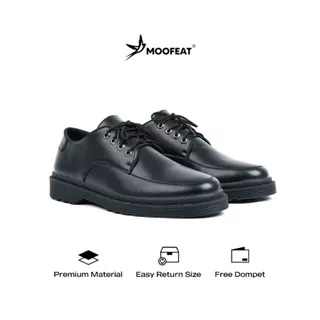 Moofeat Blake - Sepatu Kulit Pria Derby Casual Boots Full Black Riginal