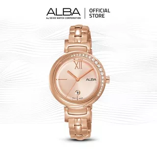 ALBA Jam Tangan Wanita AH7R74 Quartz Swarovski Stainless Steel Rose Gold Watch