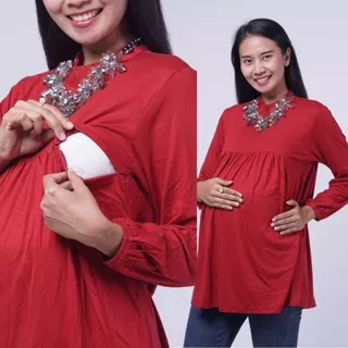 MAMAHAMILBUTIK Baju Hamil Menyusui hijab LEONA BLOUSE - SJ 318