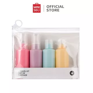 Miniso Official Macaron Botol Kosong Refill Isi Ulang Bottle Travel Set Kit 5 Pcs