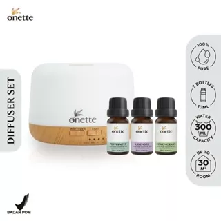 Onette White Diffuser 300 ml + 3 EO (Lavender, Lemongrass, Peppermint)