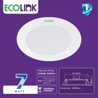 Ecolink Lampu Plafon Bulat Downlight LED 7W Putih Natural
