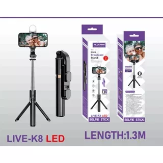 Tongsis tripod 3in1 R1S LED 80CM / P6 LED 1METER / K8 LED 1.3 METER / K9 LED 1.7 METER / remote Selfie stick holder 360 tongsis tomsis bluetooth K8 led panjang 130cm 1.3M