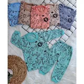 stelan baju bayi laki laki perempuan lucu murah motif SAFARI PANJANG 3-18 bulan