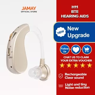 JAMAY H11 Rechargeable Alat Bantu Dengar Digital Cas Charger Telinga Orang Tua Hearing Aid Mini Pengeras Suara Original Mini Hearing Aid Sound Amplifier Portable Invisible Inner Ear Hearing Aid Small and Light Sound Amplifier Hearing Enhancement Device