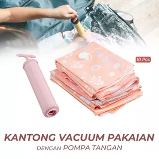 Kantong Vacuum Pakaian Plastic Storage 10 PCS with Hand Pump Tas Plastik Penyimpanan Baju Material Berkualitas