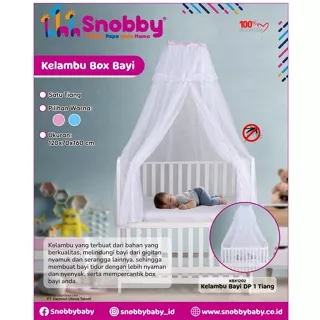 Kelambu Box Bayi Tempat Tidur Box Bayi 1 Tiang Putih Polos SNOBBY