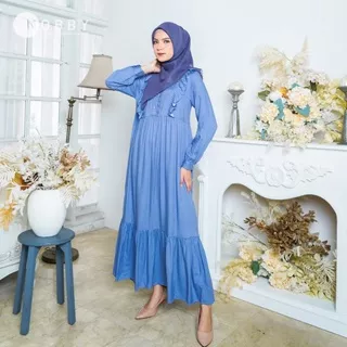 Nobby - Tyana Dress 2 Gamis Wanita Bahan Rayon Motif Polos Kancing Depan Busui Friendly