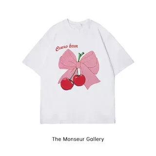 The Monseur Gallery T-shirt Oversize Bow Cherry | Kaos Cream A0532