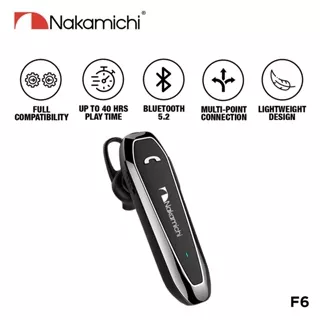 Nakamichi F6 Headset Single Ear Bluetooth Wireless Mobile Earphone Mic HD