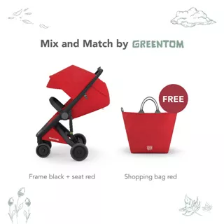 Greentom Classic Set / Stroller - Black Frame / FREE Diaper or Shopping Bag